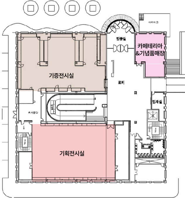 기증전시실, 카페테리아&기념품매장, 기획전시실